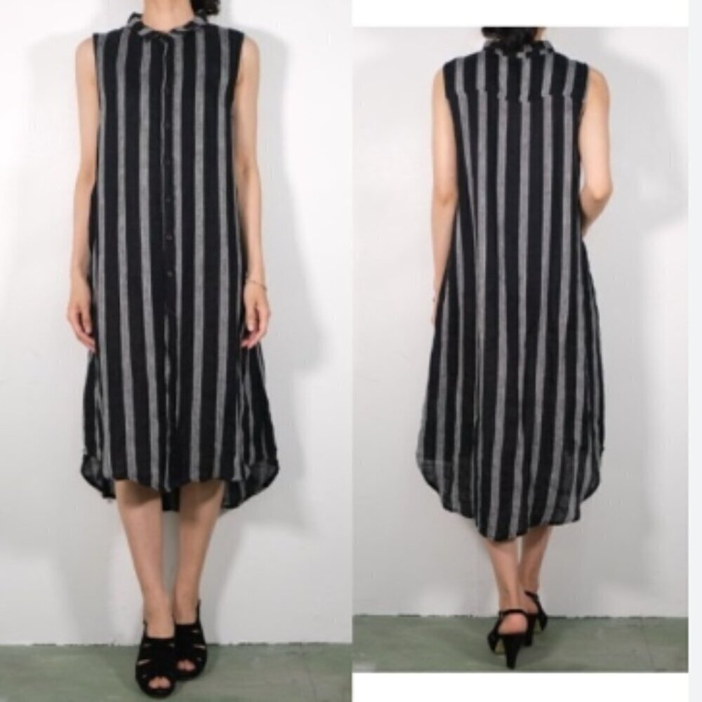 CP Shades Striped Linen Shirtdress